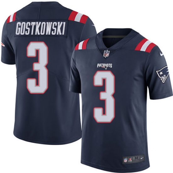 Men's Nike New England Patriots #3 Stephen Gostkowski Limited Navy Blue Rush Vapor Untouchable NFL Jersey - Ujersey