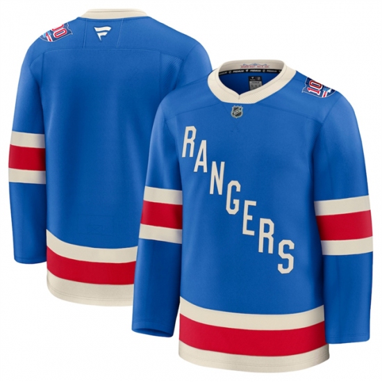 Men's New York Rangers Blank Blue Centennial Stitched Hockey Jersey - Ujersey