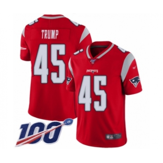 Youth New England Patriots #45 Donald Trump Limited Red Inverted Legend 100th Season Football Jersey - Ujersey