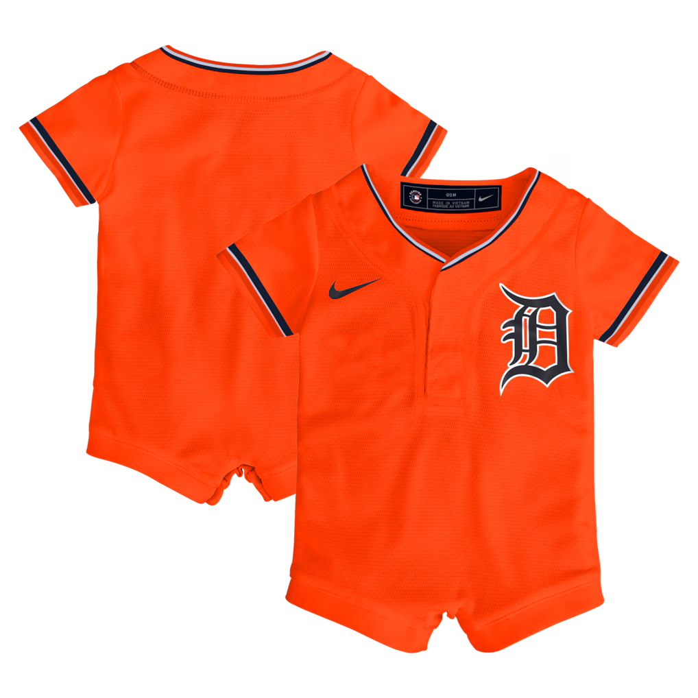 Newborn Detroit Tigers Nike Orange Alternate Replica Romper Jersey
