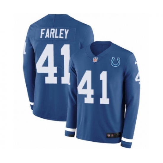 Men's Nike Indianapolis Colts #41 Matthias Farley Limited Blue Therma Long Sleeve NFL Jersey - Ujersey