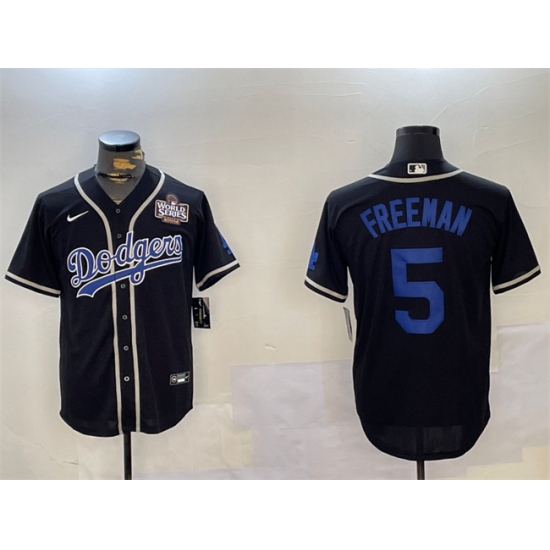 Men's Los Angeles Dodgers #5 Freddie Freeman Black 2024 World Series Cool Base Stitched Baseball Jerseys - Ujersey