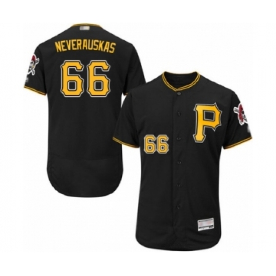 Men's Pittsburgh Pirates #66 Dovydas Neverauskas Black Alternate Flex Base Authentic Collection Baseball Player Jersey - Ujersey