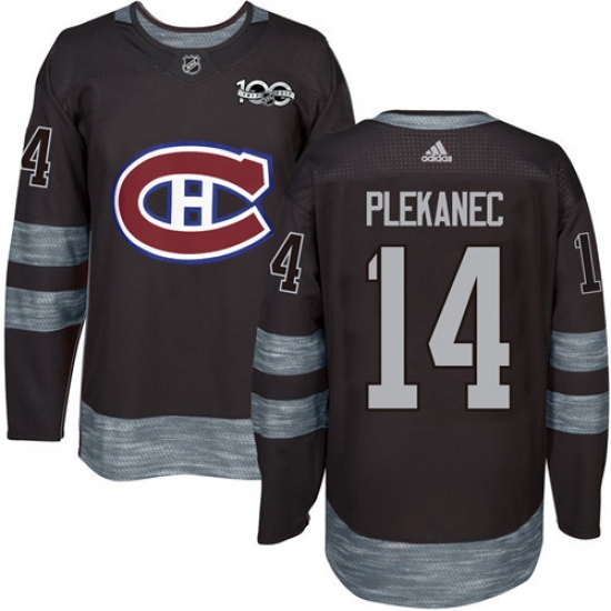 Men's Adidas Montreal Canadiens #14 Tomas Plekanec Authentic Black 1917-2017 100th Anniversary NHL Jersey - Ujersey