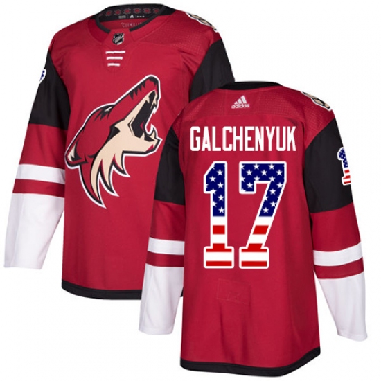 Men's Adidas Arizona Coyotes #17 Alex Galchenyuk Maroon Home Authentic USA Flag Stitched NHL Jersey - Ujersey