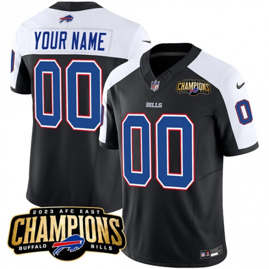 Men's Buffalo Bills Active Player Custom Black White 2023 F.U.S.E. AFC East Champions Ptach Football Stitched Jersey - Ujersey