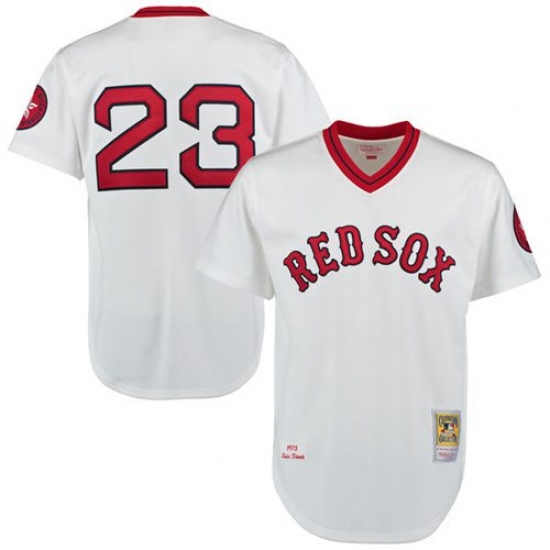 Men's Mitchell and Ness 1975 Boston Red Sox #23 Luis Tiant Authentic White Throwback MLB Jersey - Ujersey