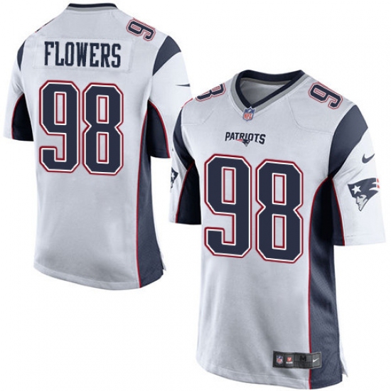 Men's Nike New England Patriots #98 Trey Flowers Game White NFL Jersey - Ujersey