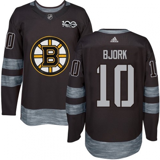 Men's Adidas Boston Bruins #10 Anders Bjork Authentic Black 1917-2017 100th Anniversary NHL Jersey - Ujersey