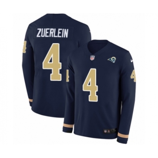Men's Nike Los Angeles Rams #4 Greg Zuerlein Limited Navy Blue Therma Long Sleeve NFL Jersey - Ujersey