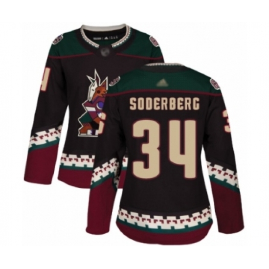 Women's Arizona Coyotes #34 Carl Soderberg Authentic Black Alternate Hockey Jersey - Ujersey
