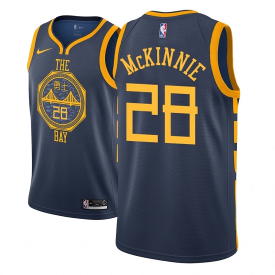 Men NBA 2018-19 Golden State Warriors #28 Alfonzo McKinnie City Edition Navy Jersey - Ujersey