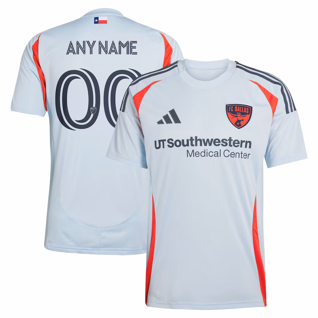 Men's FC Dallas adidas Light Blue 2025 The Inferno Kit Replica Custom Jersey - ujerseystore
