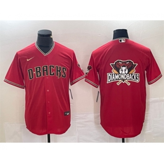 Men's Arizona Diamondbacks Red Team Big Logo Cool Base Stitched Baseball Jersey - Ujersey