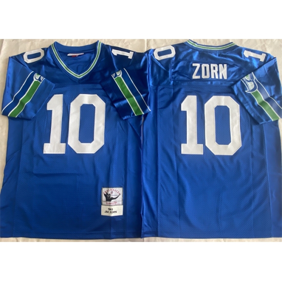 Men's Seattle Seahawks #10 Jim Zorn Royal Throwback Stitched Football Jersey