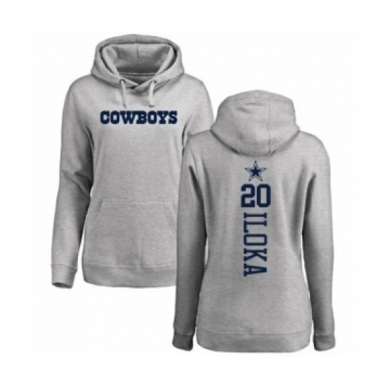 Football Women's Dallas Cowboys #20 George Iloka Ash Backer Pullover Hoodie - Ujersey