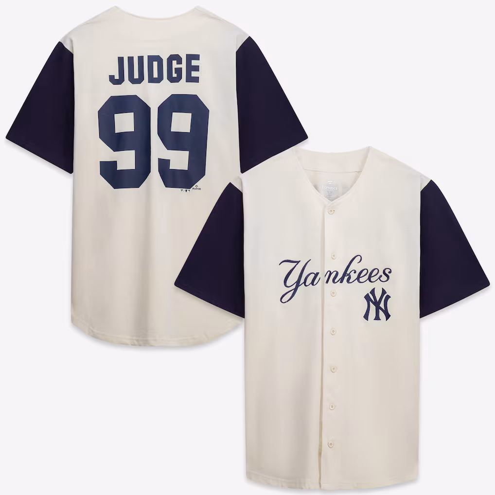 Men's New York Yankees Profile Cream/Navy Big & Tall Two-Color Fashion Jersey - Ujersey Shop