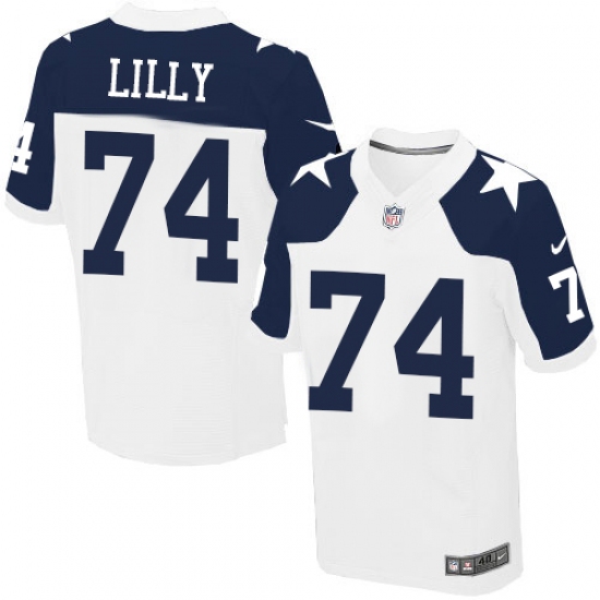 Men's Nike Dallas Cowboys #74 Bob Lilly Elite White Throwback Alternate NFL Jersey - Ujersey