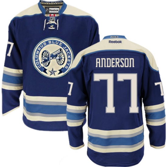 Youth Reebok Columbus Blue Jackets #77 Josh Anderson Premier Navy Blue Third NHL Jersey - Ujersey