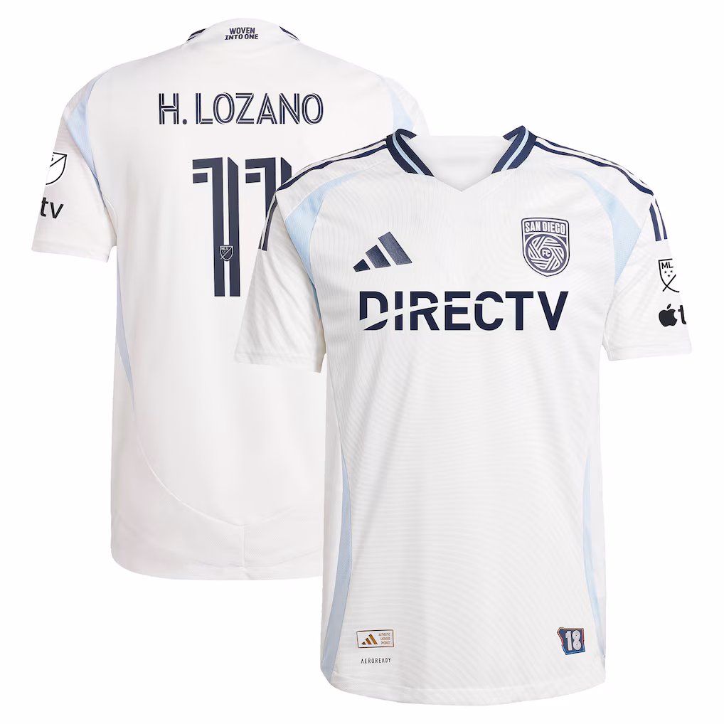 Men's San Diego FC Hirving Lozano adidas White 2025 Woven Into One Authentic Player Jersey - ujerseystore