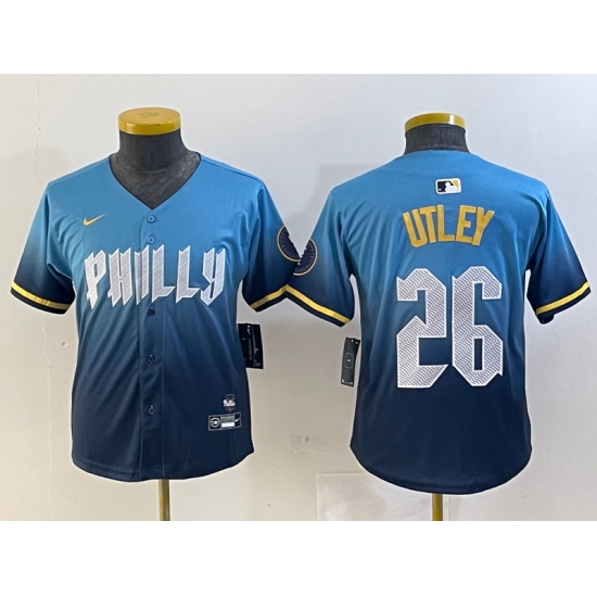Youth Philadelphia Phillies #26 Chase Utley Blue 2024 City Connect Limited Stitched Jersey - Ujersey
