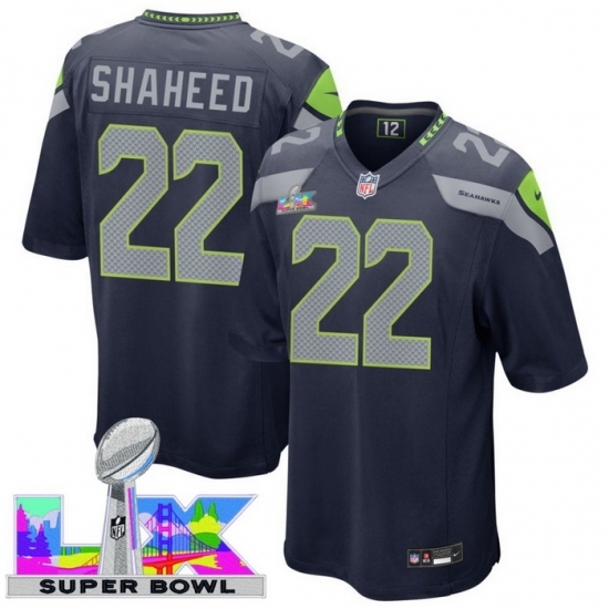 Men's Seattle Seahawks #22 Rashid Shaheed Blue 2025 2026 Super Bowl LX F U S E Stitched Jersey - Ujersey