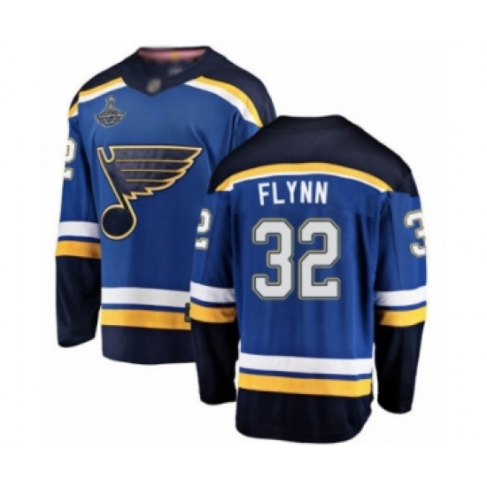 Men's St. Louis Blues #32 Brian Flynn Fanatics Branded Royal Blue Home Breakaway 2019 Stanley Cup Champions Hockey Jersey - Ujersey