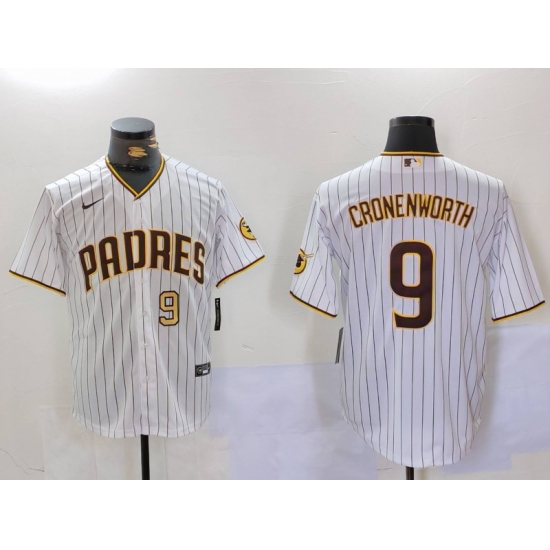Men's San Diego Padres #9 Jake Cronenworth White Team Logo Stitched MLB Cool Base Nike Jerseys - Ujersey