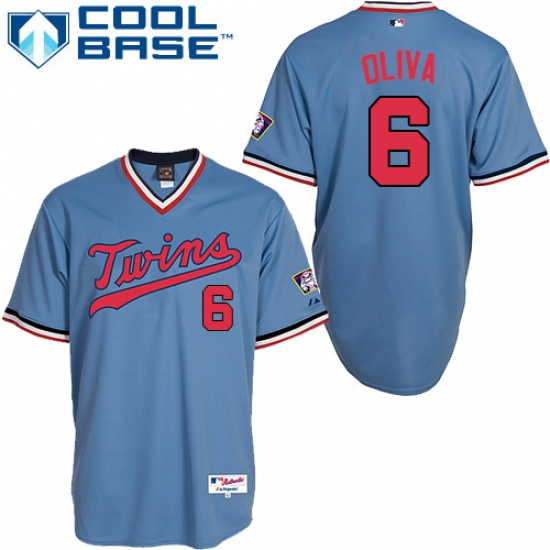 Men's Majestic Minnesota Twins #6 Tony Oliva Authentic Light Blue 1984 Turn Back The Clock MLB Jersey - Ujersey