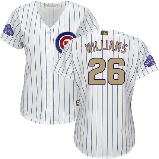 Women's Majestic Chicago Cubs #26 Billy Williams Authentic White 2017 Gold Program MLB Jersey