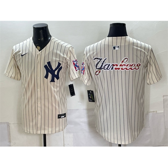 Mens New York Yankees Team Big Logo Cream 2026 Field of Dreams Stadium Stitched Baseball Jersey - Ujersey