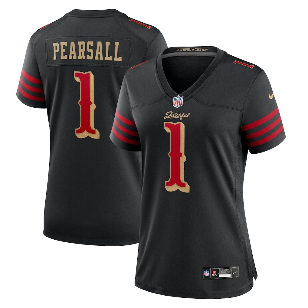 Women's San Francisco 49ers Ricky Pearsall Nike Black 2025 Rivalries Collection Game Jersey