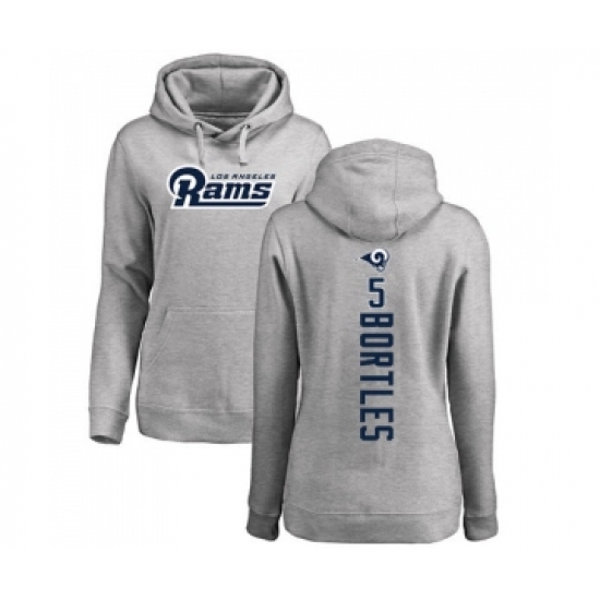 Football Women's Los Angeles Rams #5 Blake Bortles Ash Backer Pullover Hoodie - Ujersey