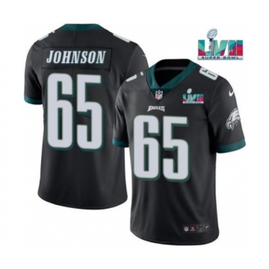 Men's Philadelphia Eagles #65 Lane Johnson Black Super Bowl LVII Patch Vapor Untouchable Limited Stitched Jersey - Ujersey