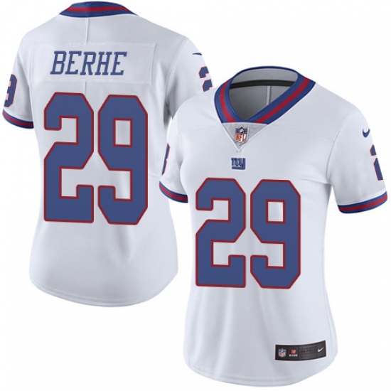 Women's Nike New York Giants #29 Nat Berhe Limited White Rush Vapor Untouchable NFL Jersey - Ujersey