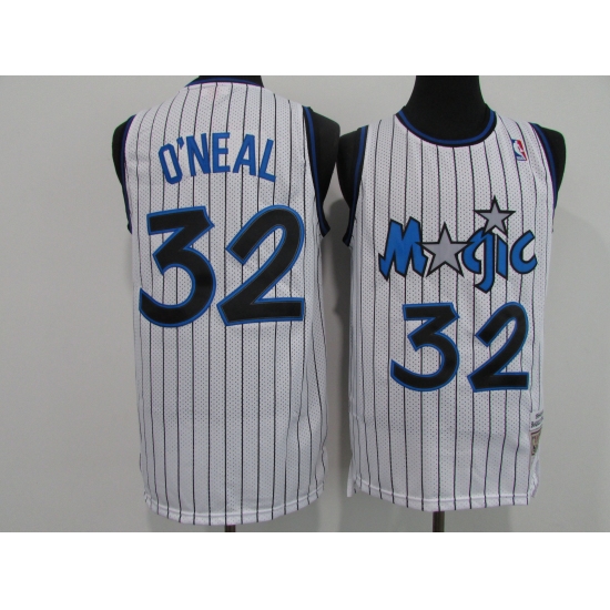 Men's Orlando Magic #32 Shaquille O'Neal White Mitchell & Ness Black Retired Player Jersey - Ujersey