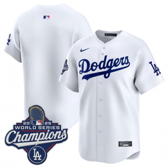 Men's Los Angeles Dodgers Blank White 2025 Champions Stitched Baseball Jersey - Ujersey