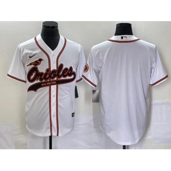 Men's Baltimore Orioles Blank White Cool Base Stitched Baseball Jersey - Ujersey