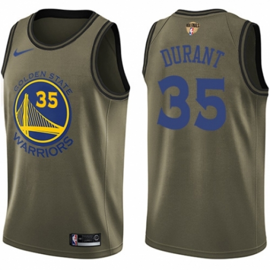 Youth Nike Golden State Warriors #35 Kevin Durant Swingman Green Salute to Service 2018 NBA Finals Bound NBA Jersey - Ujersey