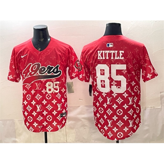 Men's San Francisco 49ers #85 George kittle Red Limited Stitched Baseball Jersey - Ujersey
