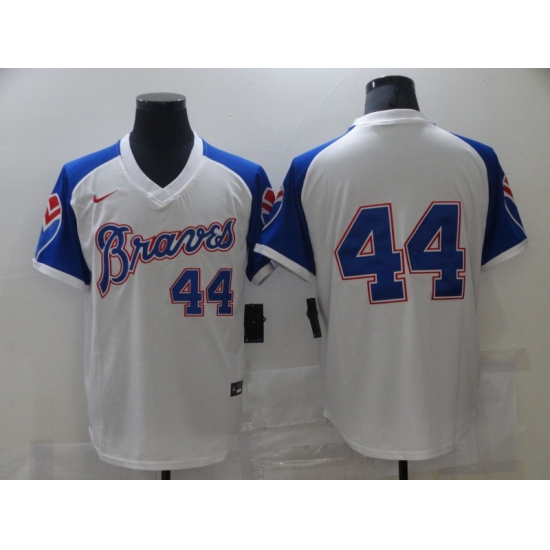 Men's Nike Atlanta Braves #44 Hank Aaron White Stitched Baseball Jersey - Ujersey