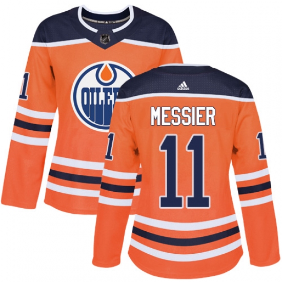 Women's Adidas Edmonton Oilers #11 Mark Messier Authentic Orange Home NHL Jersey - Ujersey