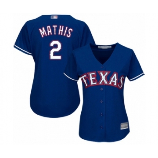 Women's Texas Rangers #2 Jeff Mathis Authentic Royal Blue Alternate 2 Cool Base Baseball Player Jersey - Ujersey
