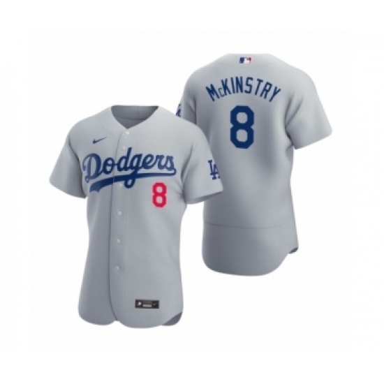 Men's Los Angeles Dodgers #8 Zach McKinstry Nike Gray Authentic Alternate Jersey - Ujersey