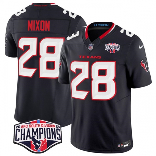 Men's Houston Texans #28 Joe Mixon Navy F.U.S.E. 2024 AFC South Division Champions Vapor Limited Stitched Football Jersey - Ujersey