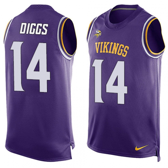 Men's Nike Minnesota Vikings #14 Stefon Diggs Limited Purple Player Name & Number Tank Top NFL Jersey - Ujersey