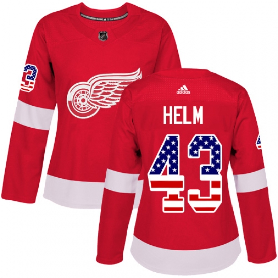 Women's Adidas Detroit Red Wings #43 Darren Helm Authentic Red USA Flag Fashion NHL Jersey - Ujersey