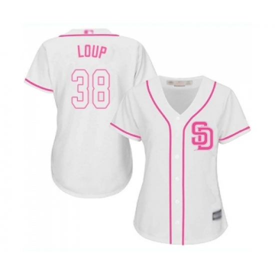 Women's San Diego Padres #38 Aaron Loup Replica White Fashion Cool Base Baseball Jersey - Ujersey