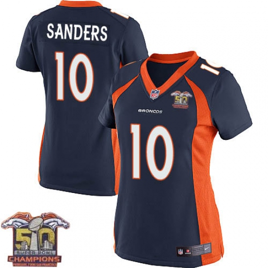 Women's Nike Denver Broncos #10 Emmanuel Sanders Elite Navy Blue Alternate Super Bowl 50 Champions NFL Jersey - Ujersey