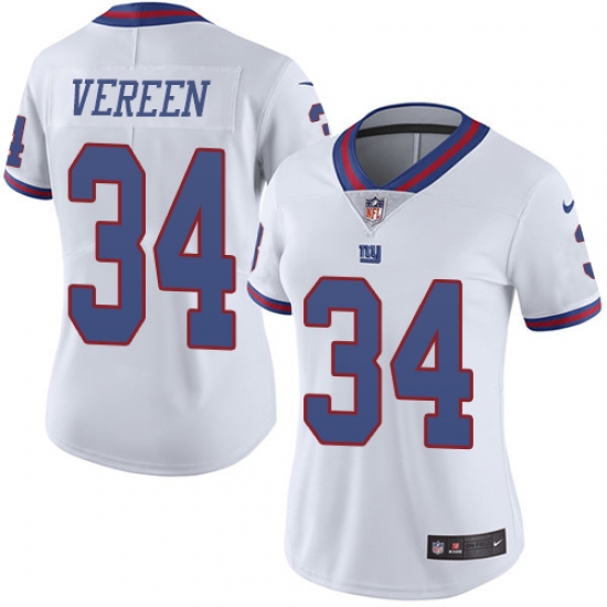Women's Nike New York Giants #34 Shane Vereen Limited White Rush Vapor Untouchable NFL Jersey - Ujersey
